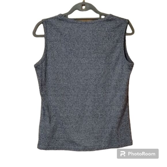 Rafaella Silver Stud Gray Knit Tank Sz M Petite - Picture 4 of 6
